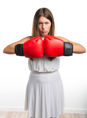 Girl with boxing gloves
