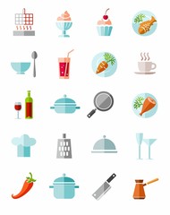 Kitchen, cooking, color icons. 