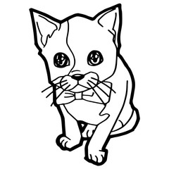 cartoon Cat Coloring Page for kid isolated on white 
