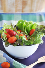 fresh tomato and apple in green salad
