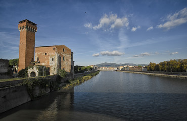 The citadel of Pisa from a bridge