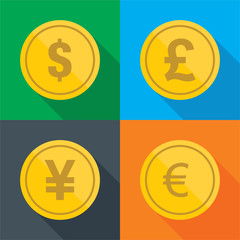 Coin flat design money vector simple cent