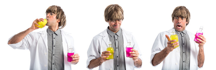 Fototapeta premium Scientist drinking a potion