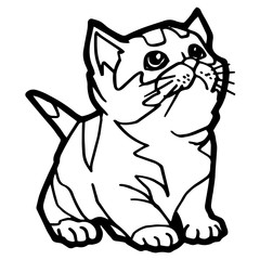 cartoon Cat Coloring Page for kid isolated on white 
