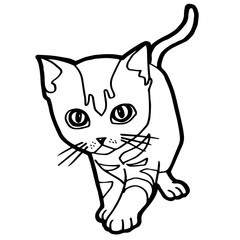 cartoon Cat Coloring Page for kid isolated on white 
