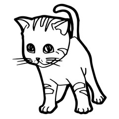 Fototapeta na wymiar cartoon Cat Coloring Page for kid isolated on white 