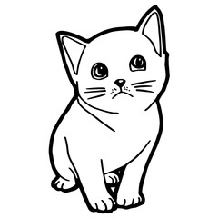cartoon Cat Coloring Page for kid isolated on white 
