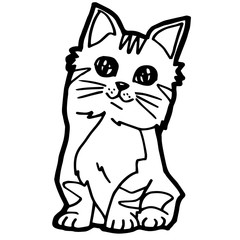 cartoon Cat Coloring Page for kid isolated on white 
