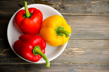 Bell pepper or sweet pepper in the bowl