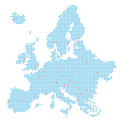 Europa gepunktet mit Hauptstädten