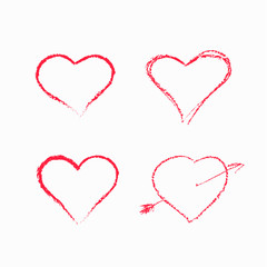 Abstract white heart shapes set