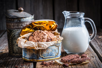 Milk and sweet cookies for breakfast