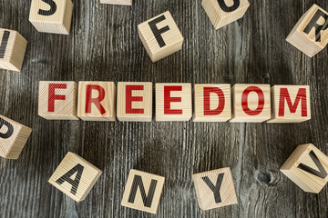 Wooden Blocks with the text: Freedom
