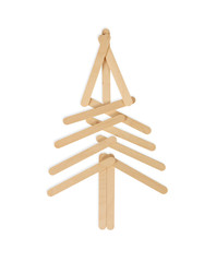 tree made from wood ice-cream stick isolated on white background