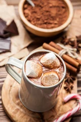 Fotobehang Cocoa drink with marshmallows © George Dolgikh
