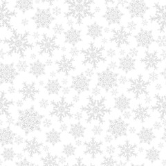 Obraz na płótnie Canvas Seamless pattern of snowflakes, gray on white