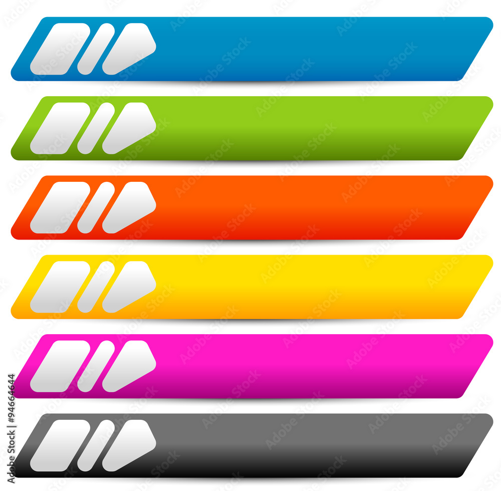 Poster Set of blank rectangular button backgrounds with arrows