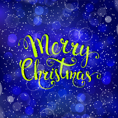 Christmas background with  snowflakes and handwritten text 