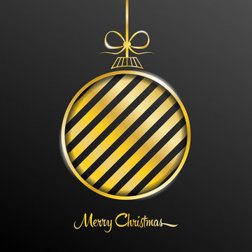 golden christmas bauble greeting card vector