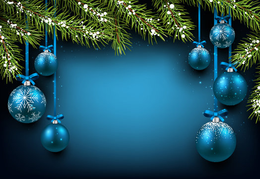 Christmas blue background.