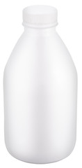 White plastic bottle with cap. File contains clipping paths.