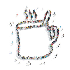 group  people  form  cup of coffee