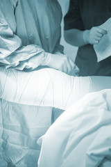 Traumatology orthopedic surgery knee bandaging