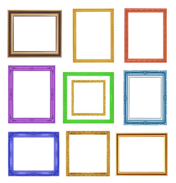 The antique colorful frame on the white background