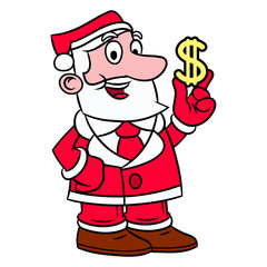Santa Claus holding dollar sign