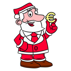 Santa Claus holding euro sign