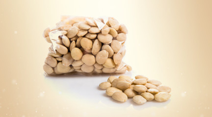 Almonds on white background