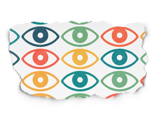 Security concept: Eye icons on Torn Paper background