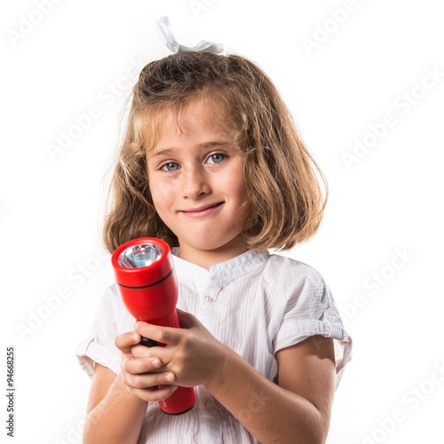 "Girl holding a flashlight" Stock photo and royaltyfree images on
