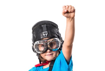 Kid dressed like superhero