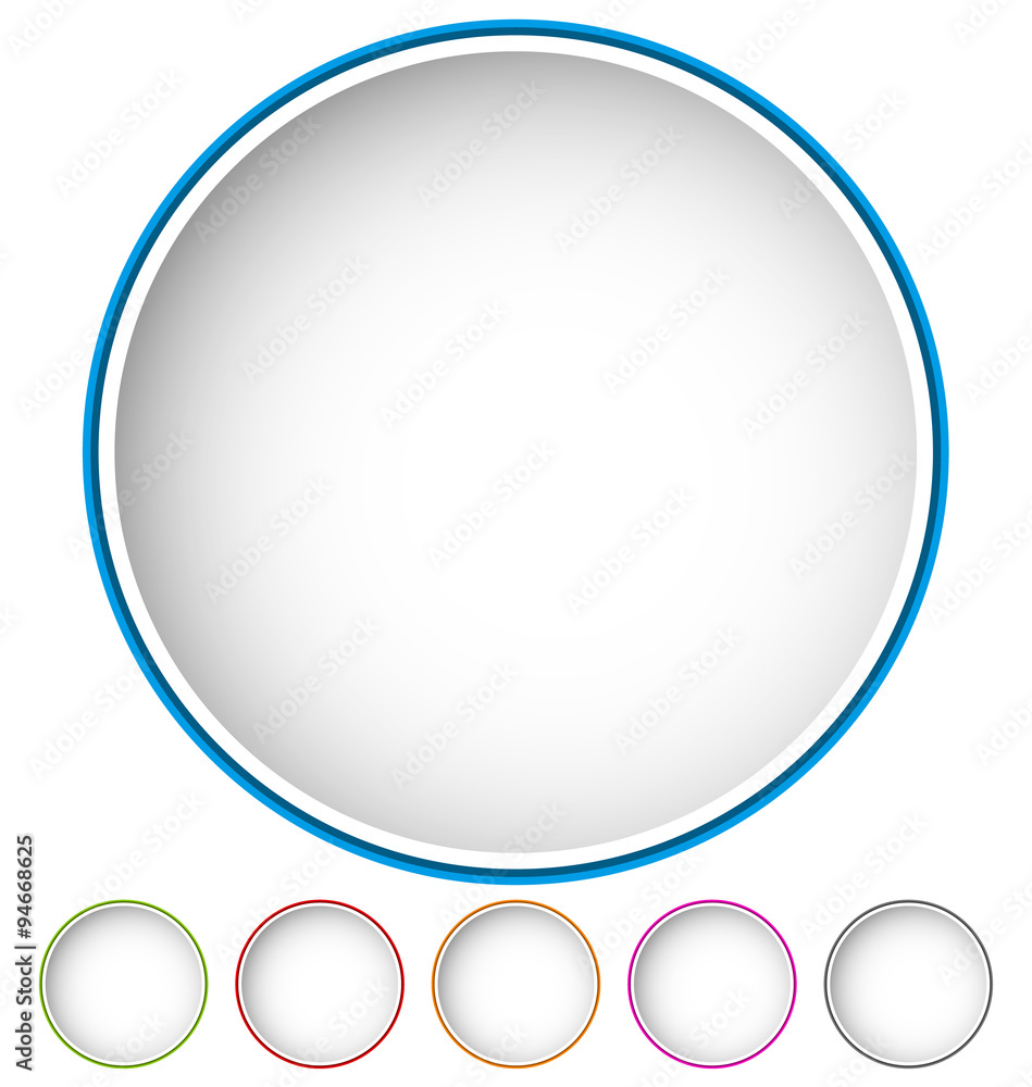 Poster empty button, icon background in 6 colors