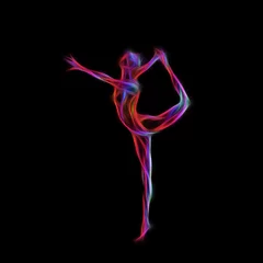 Fotobehang Creative silhouette of gymnastic girl. Art gymnastics © kluva