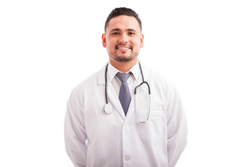 Fototapeta premium Young male nutriologist smiling