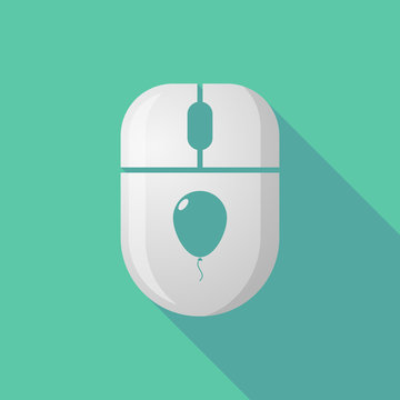 Wireless long shadow mouse icon with a balloon