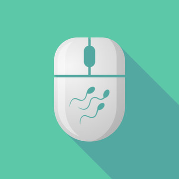 Wireless long shadow mouse icon with sperm cells