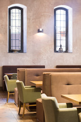 Stylish beige restaurant interior