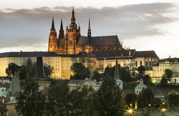 Obraz premium Prague in Czech Republic. View of Prague Castle (Hradcany) and the Cathedral.