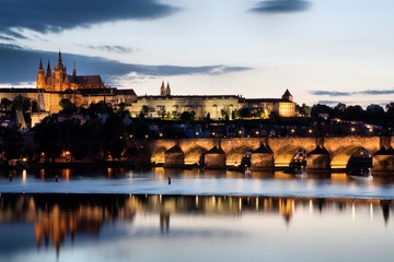 Prague in Czech Republic. View of Prague Castle (Hradcany) and the Cathedral. - obrazy, fototapety, plakaty