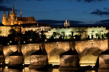 Prague in Czech Republic. View of Prague Castle (Hradcany) and the Cathedral. - obrazy, fototapety, plakaty