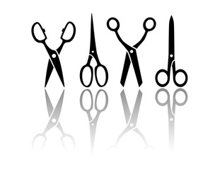 scissors with reflection silhouette