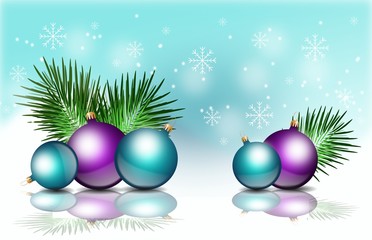 Beautiful christmas background with metalic christmas bulbs