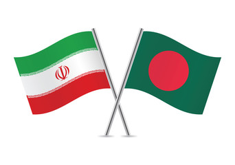 Bangladeshi and Iranian flags. Vector illustration.