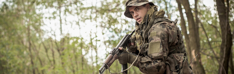 Fototapeta premium Soldier with equipment