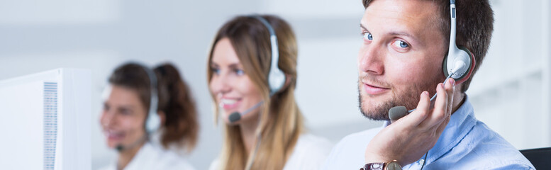 Call centre agents in office
