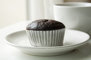 Chocolate Cup Cake with Cup of Coffee