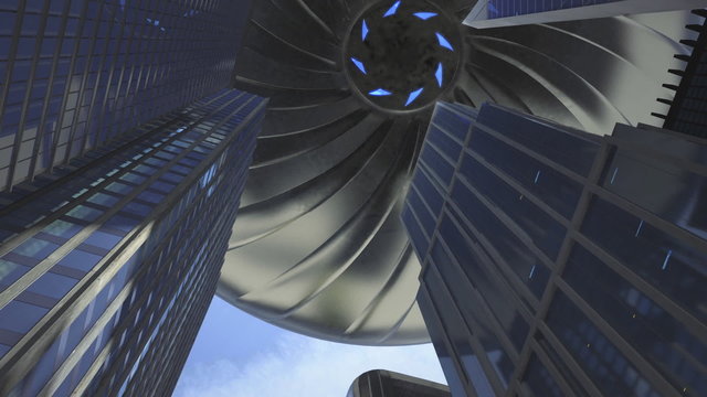 spaceships above the city